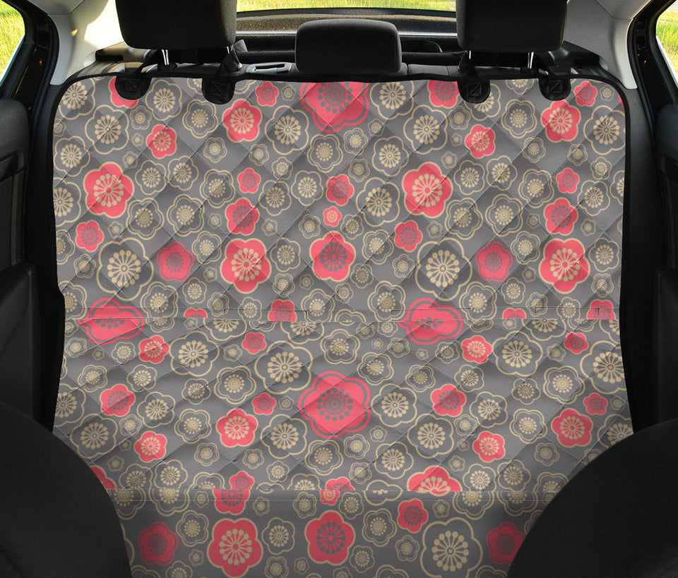 Red Gold Sakura Cherry Blossom Gray Background Dog Car Seat Covers