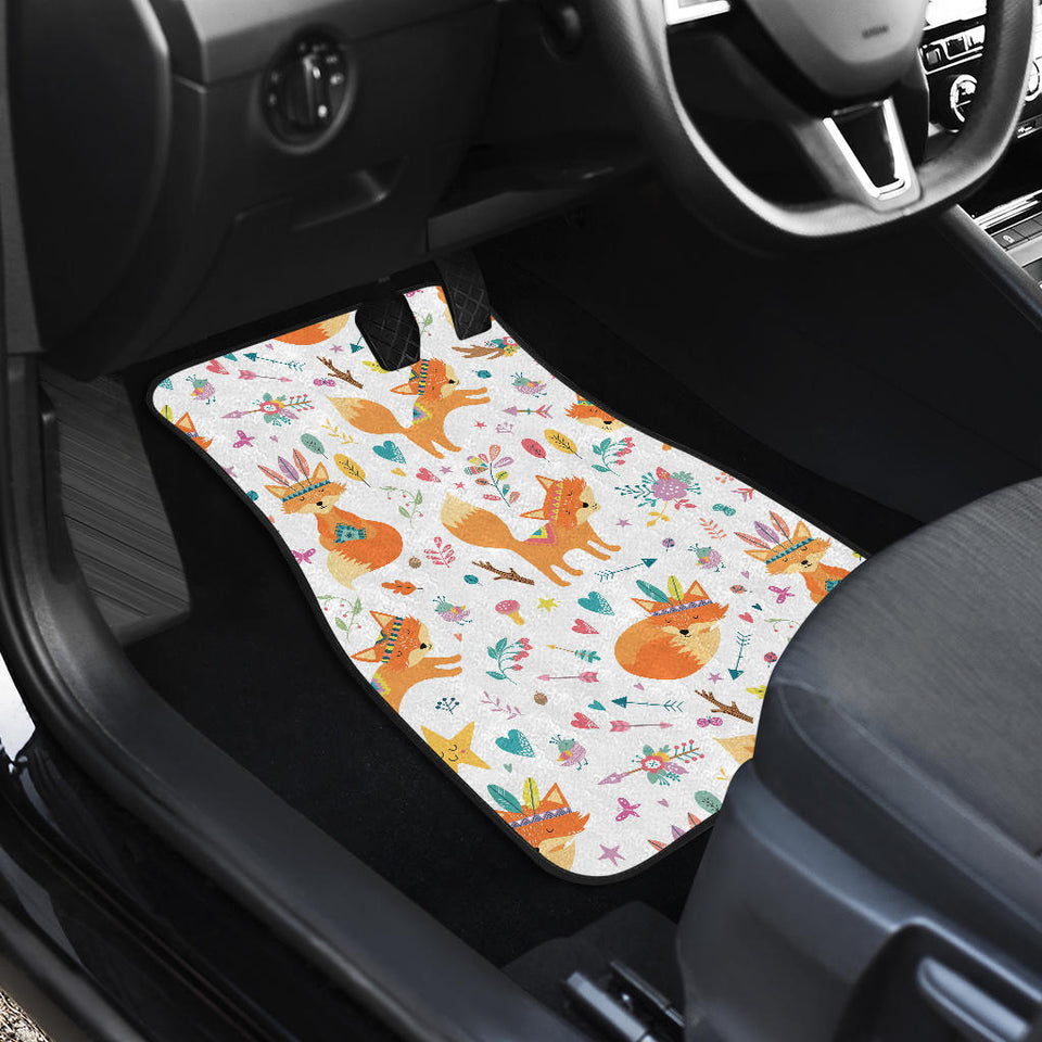 Cute Tribal Fox Pattern Front And Back Car Mats