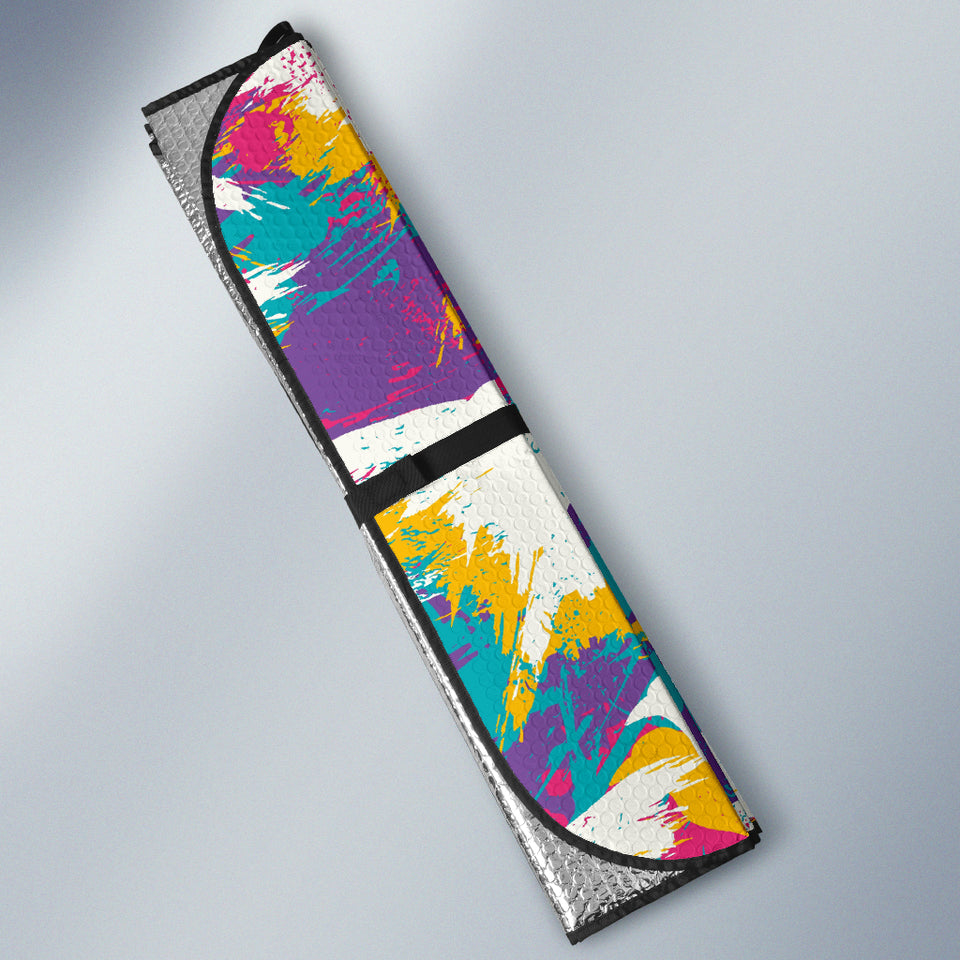 Colorful Crow Illustration Pattern Car Sun Shade