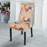 Cute Rooster Chicken Cock Floral Ornament Background Dining Chair Slipcover