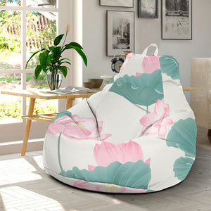 Pink Lotus Waterlily Leaves Pattern Bean Bag Cover