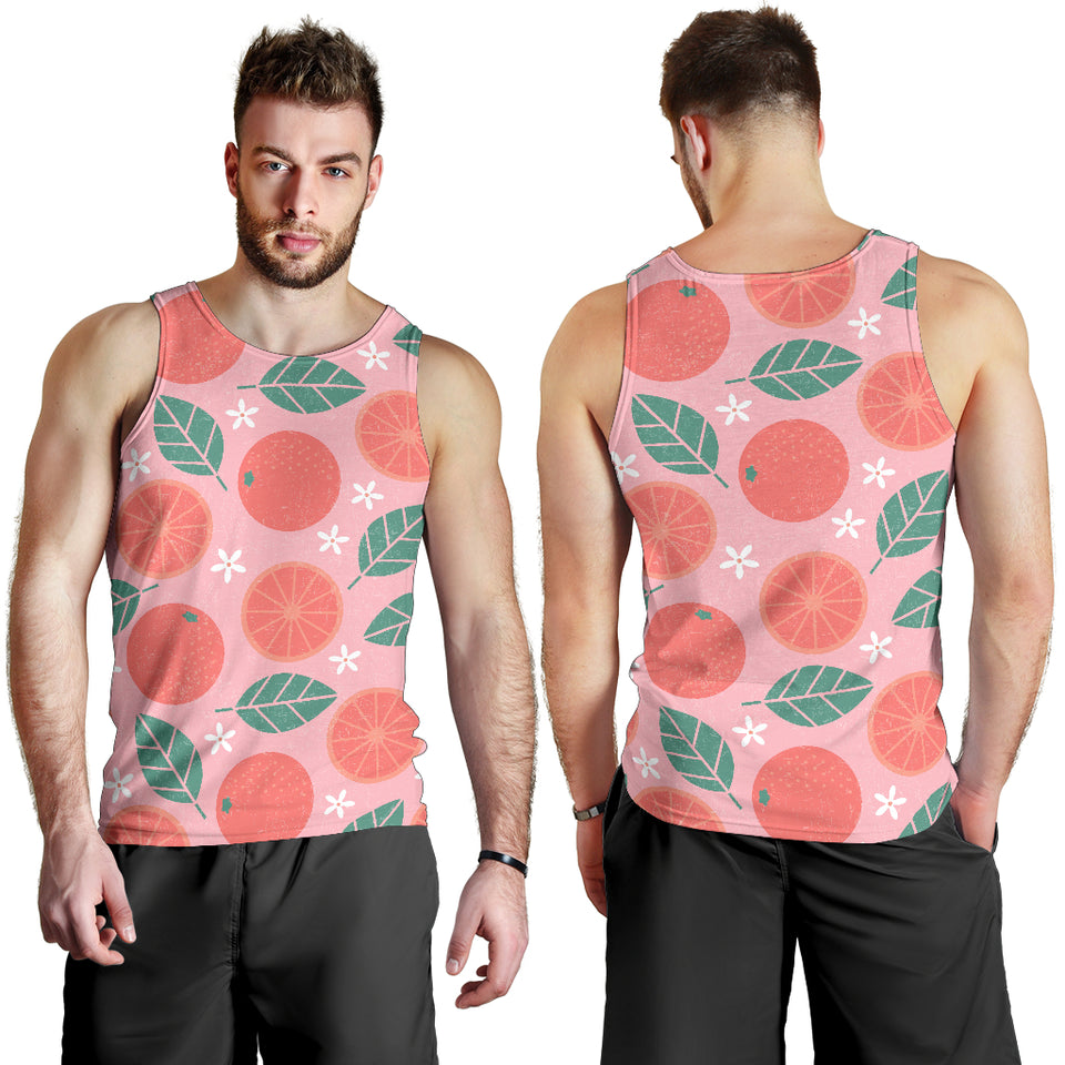 Grapefruit leaves flower pink background Men Tank Top