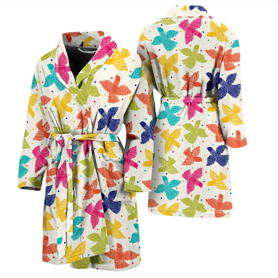 Pigeon Pattern Print Design 01 Men's Bathrobe