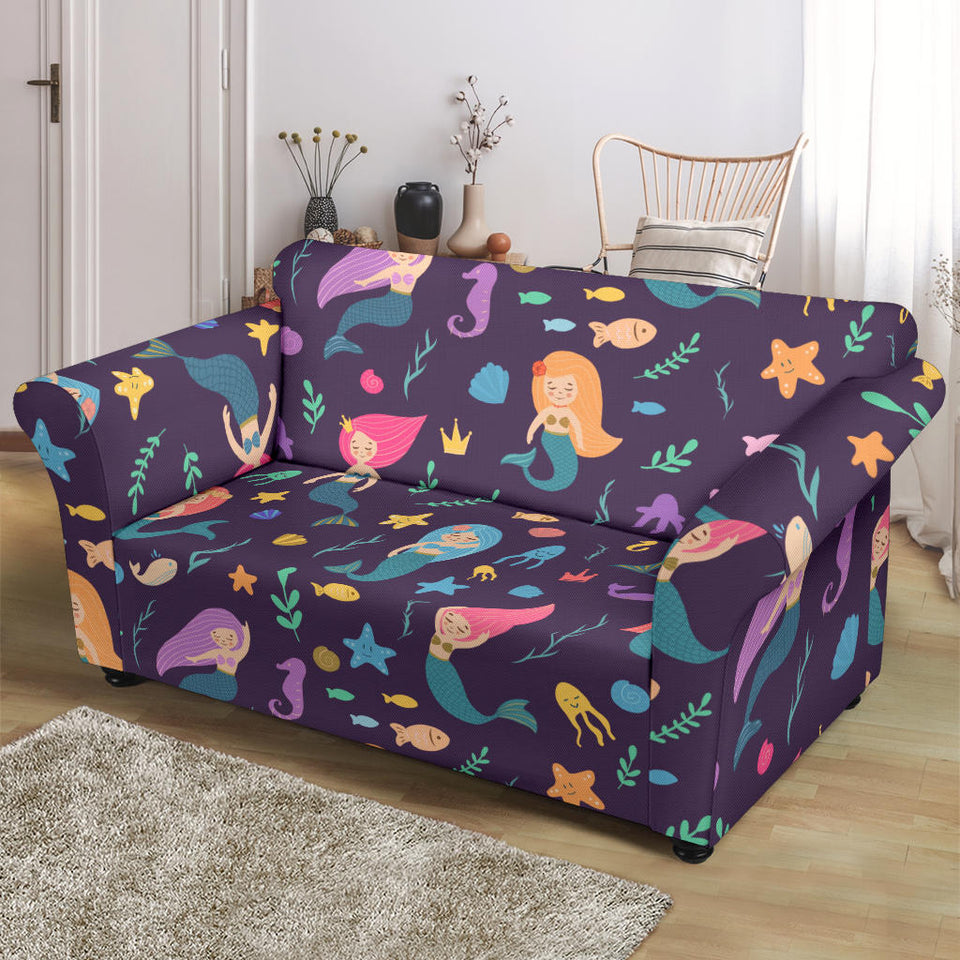 Beautiful Mermaid Fish Jellyfish Algae Other Marine World Loveseat Couch Slipcover