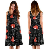 Fox Sleeping Fox Pattern Sleeveless Midi Dress