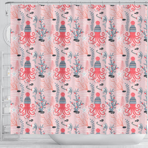 Octopus Winter Hat Garland Fish Candy Seaweed Coral Starfish Shower Curtain Fulfilled In US