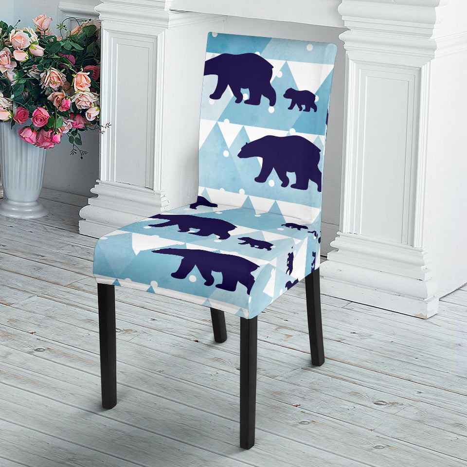 Polar Bear Winter Snow Pattern Dining Chair Slipcover