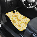 Saxophone Cornet Pattern Yellow Background Front And Back Car Mats