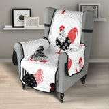 Cool rooster chicken cock floral ornament background Chair Cover Protector