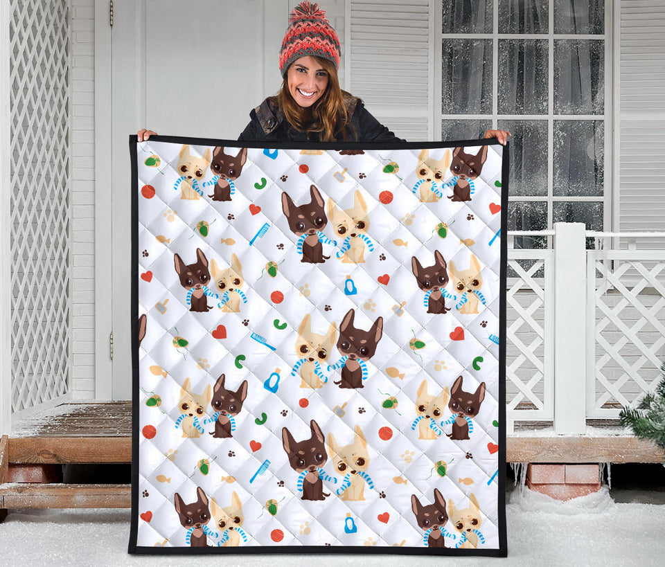 Cute Chihuahua Dog Pattern Premium Quilt