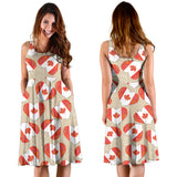 Canada Pattern Print Design 01 Sleeveless Midi Dress