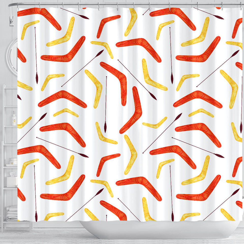 Waterclor Boomerang Australian Aboriginal Ornament Shower Curtain Fulfilled In US
