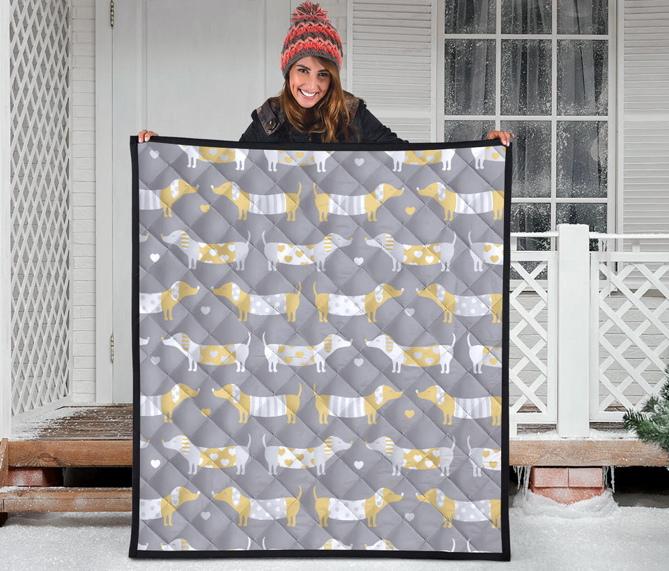 Cute Dachshund Dog Pattern Premium Quilt