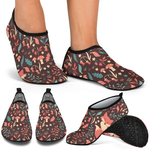 Fox Leaves Mushroom Pattern Aqua Shoes