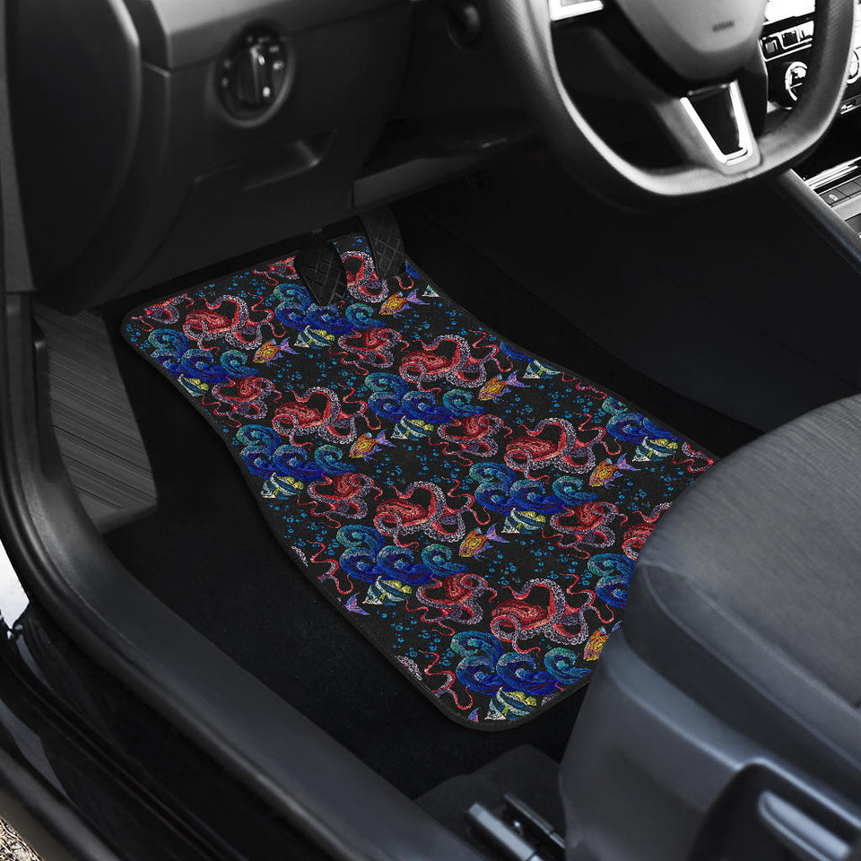 Octopus Sea Wave Tropical Fishe Pattern Front Car Mats