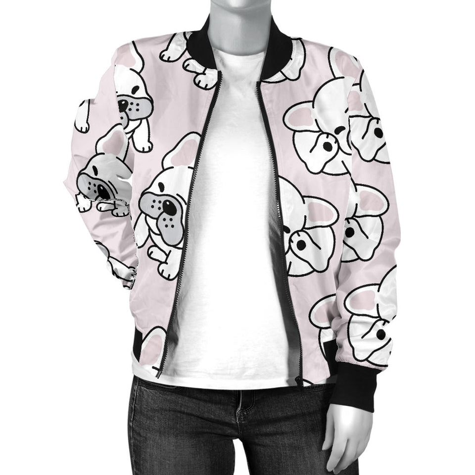 Cute French Bulldog Pattern Women'S Bomber Jacket