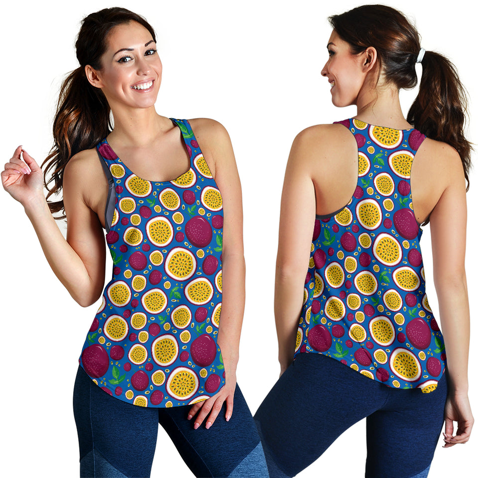 Passion fruit blue background Women Racerback Tank Top