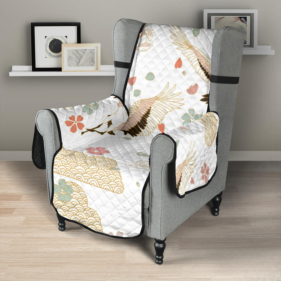 Beautiful Japanese cranes pattern Chair Cover Protector