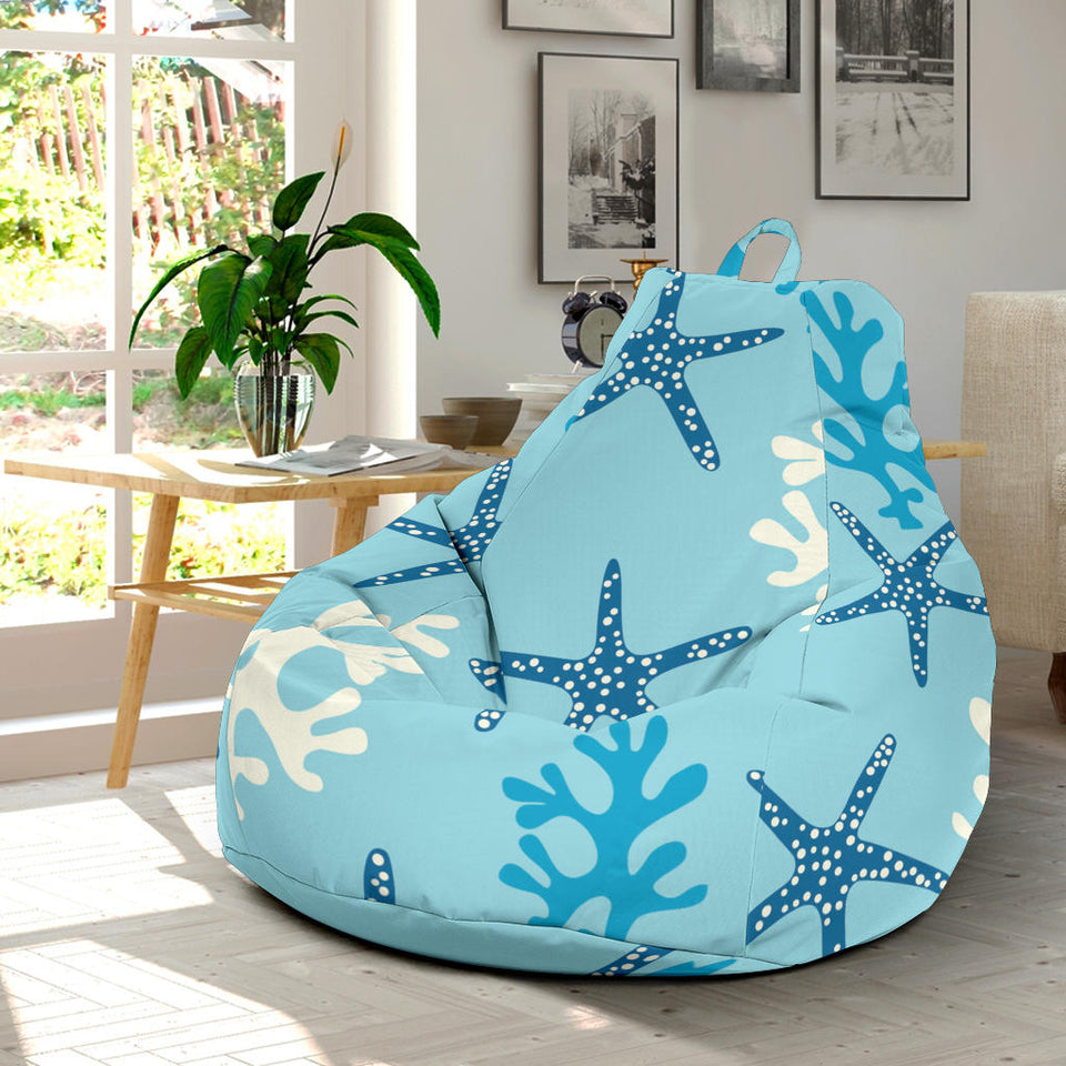 Blue Starfish Coral Reef Pattern Bean Bag Cover