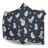 Cute Sloth Astronaut Star Planet Rocket Pattern Hooded Blanket