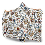 Cute Nautical Steering Wheel Anchor Pattern Hooded Blanket