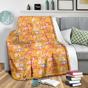 Camper Van Pattern Print Design 04 Premium Blanket