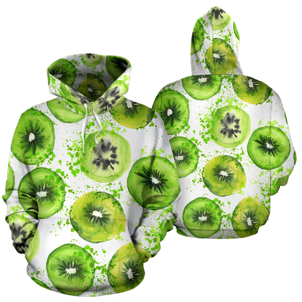 Watercolor Kiwi Pattern Men Women Pullover Hoodie
