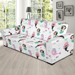 Cute Mermaid Dolphin Fish Starfish Pattern Sofa Slipcover