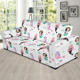 Cute Mermaid Dolphin Fish Starfish Pattern Sofa Slipcover