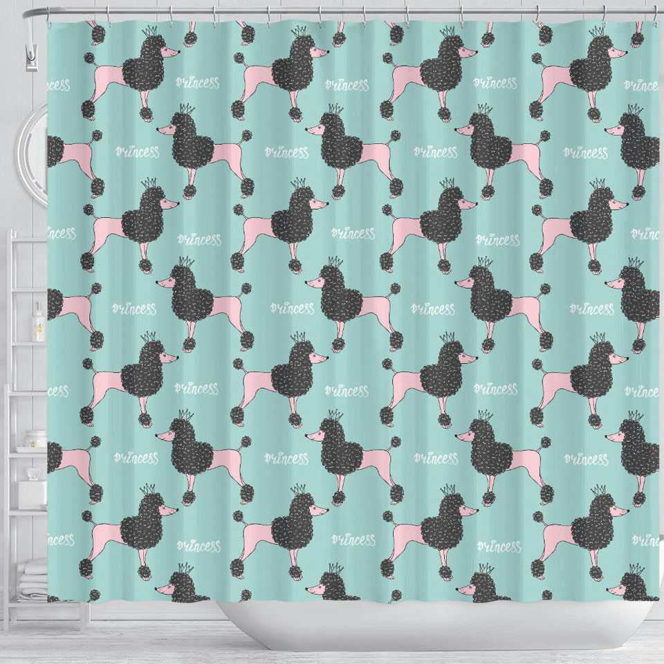 Poodle Dog Green Background Shower Curtain Fulfilled In US