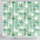 White Swan Lake Pattern Shower Curtain Fulfilled In US