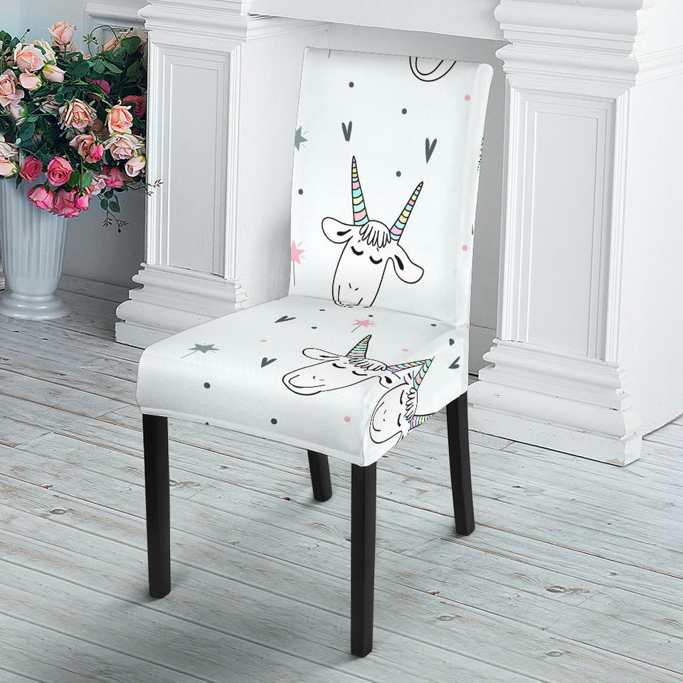 Cute Goat Design Pattern Dining Chair Slipcover