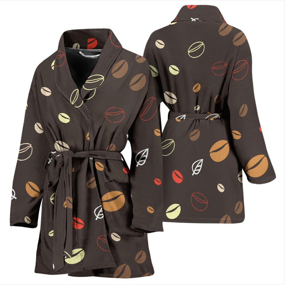 Coffee Bean Leave Pattern Women'S Bathrobe