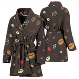 Coffee Bean Leave Pattern Women'S Bathrobe