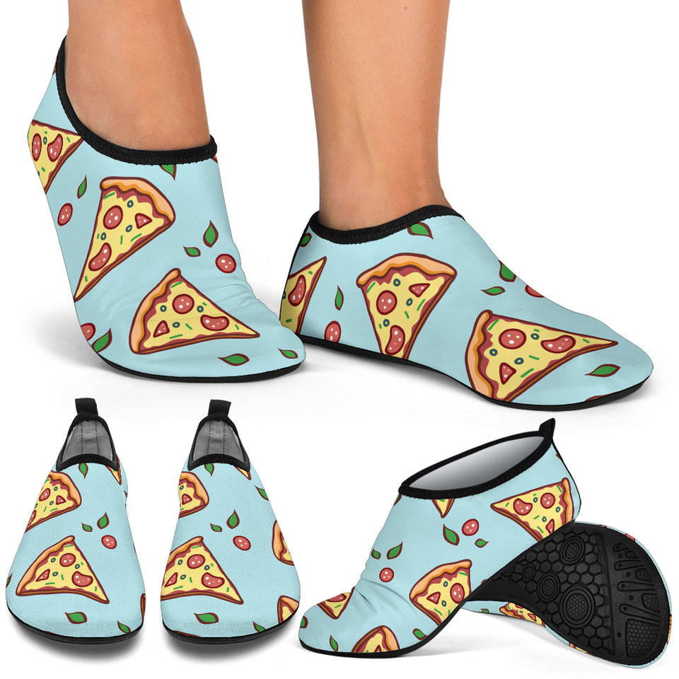 Hand Drawn Pizza Blue Background Aqua Shoes