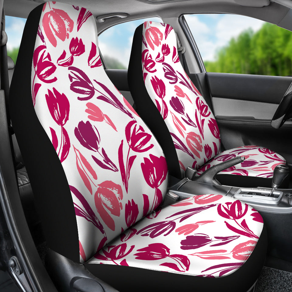 Pink Sketch Tulip Pattern  Universal Fit Car Seat Covers