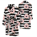 Donuts Pink Icing Striped Pattern Men'S Bathrobe