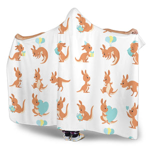 Cute Kangaroo Pattern Hooded Blanket