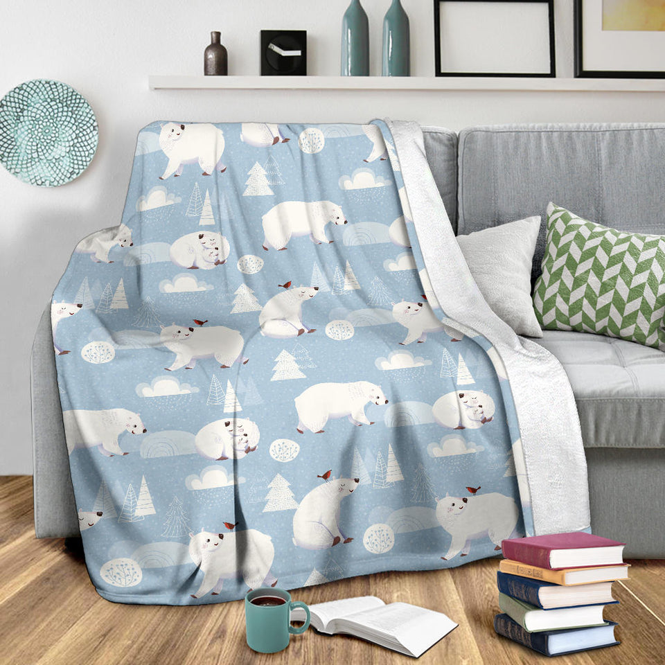 Cute Polar Bears Christmas Decoration Pattern Premium Blanket