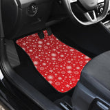 Snowflake Pattern Red Background Front Car Mats