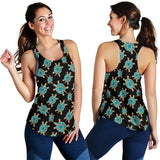Sea turtle blue stone pattern Women Racerback Tank Top