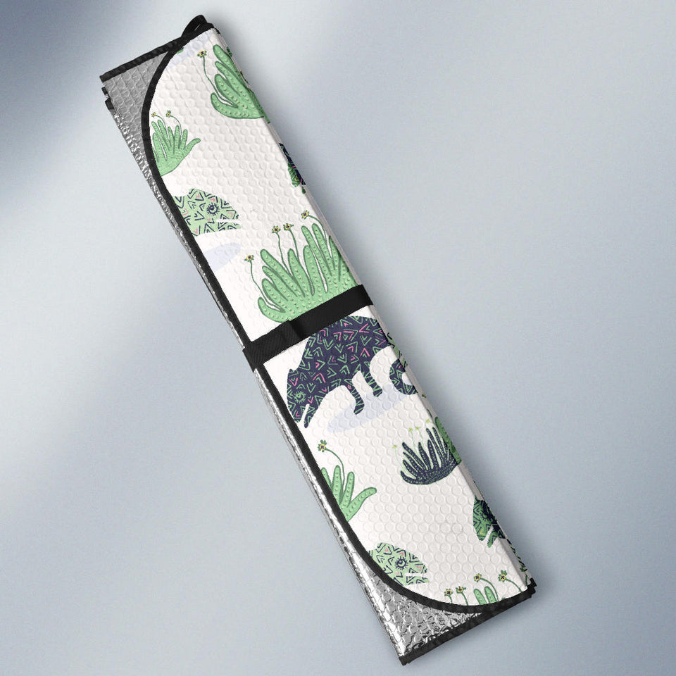 Chameleon Lizard Succulent Plant Pattern Car Sun Shade