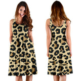 Leopard Print Design Pattern Sleeveless Midi Dress
