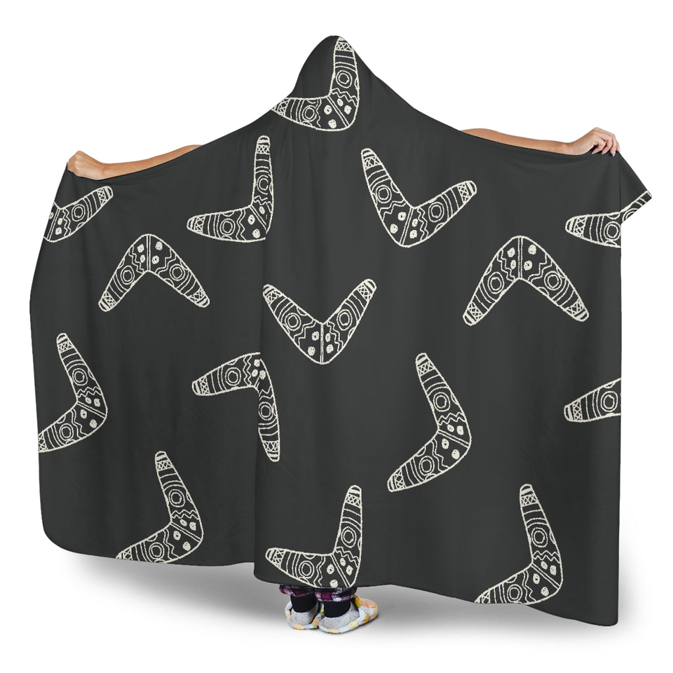 Hand Drawn Boomerang Australian Aboriginal Ornament Hooded Blanket