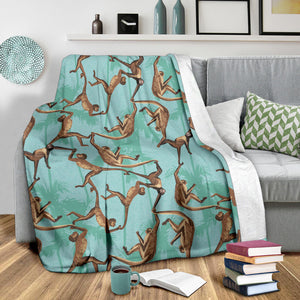 Monkey Palm Tree Background Premium Blanket