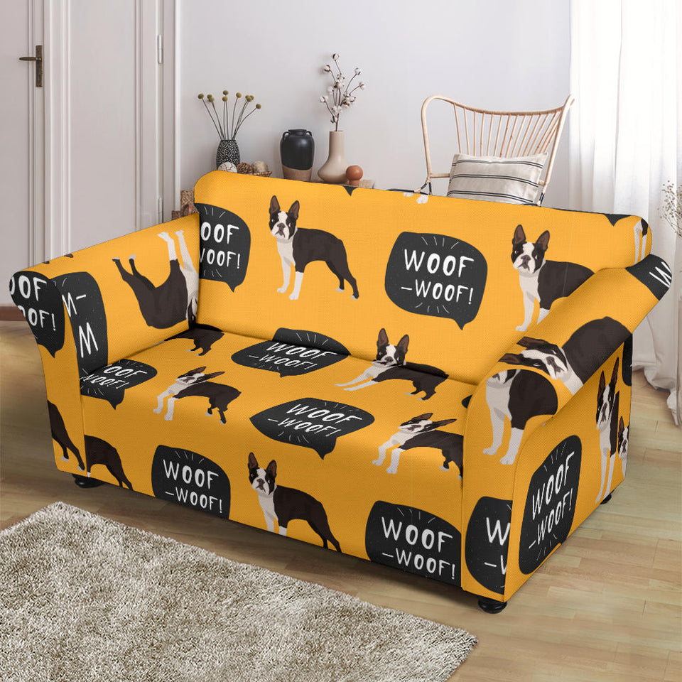 Boston Terrier Design Pattern Loveseat Couch Slipcover