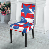 American Football Ball Star Stripes Pattern Dining Chair Slipcover
