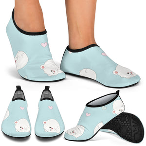 White Cute Hamsters Heart Pattern Aqua Shoes