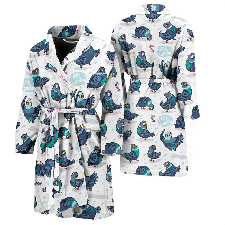 Pigeon Pattern Print Design 02 Men's Bathrobe