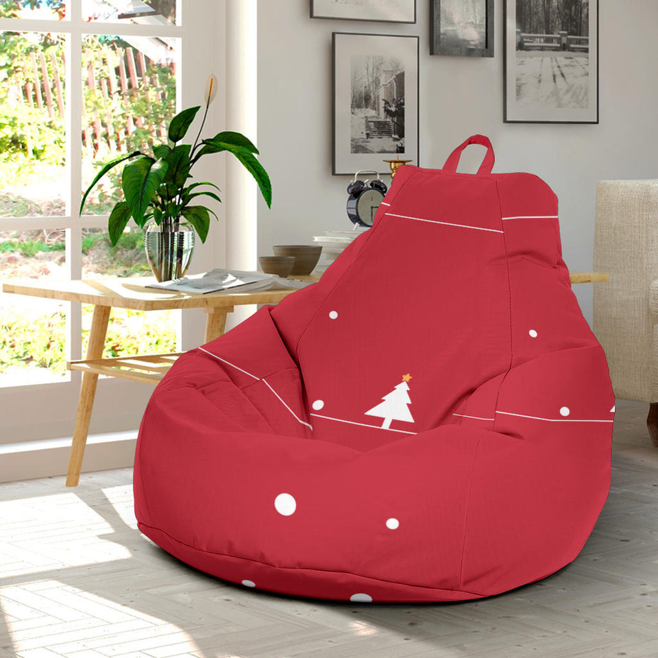 Christmas Tree Star Snow Red Background Bean Bag Cover